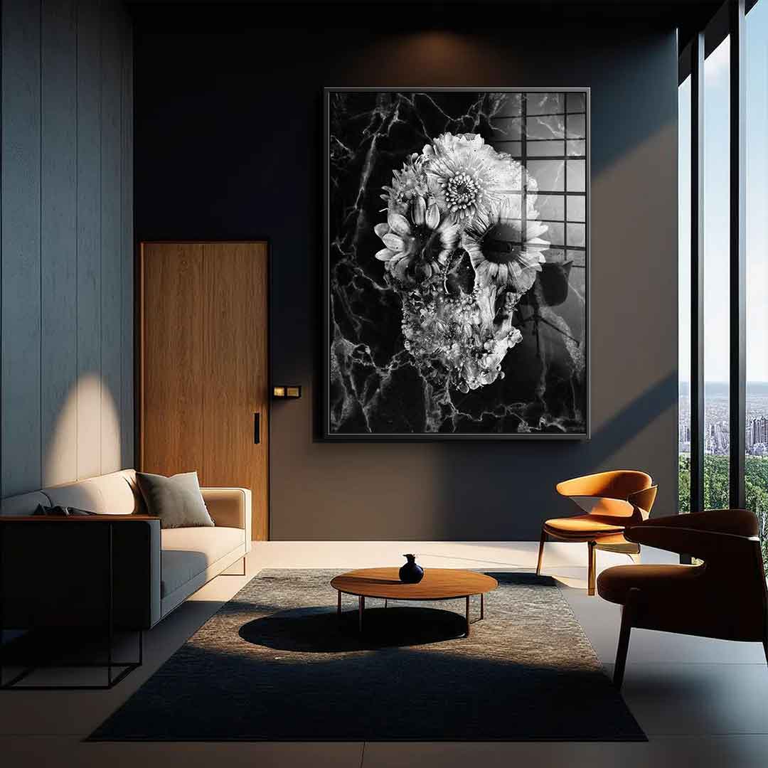 Marble Floral Skull - Acrylic glass