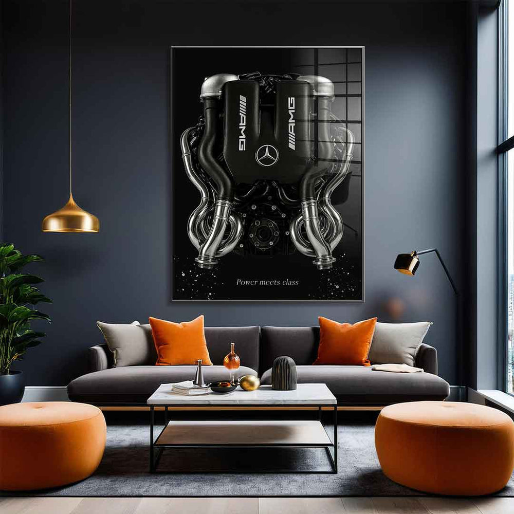 Mercedes V8 Engine Acrylglasbild – Ansicht 3