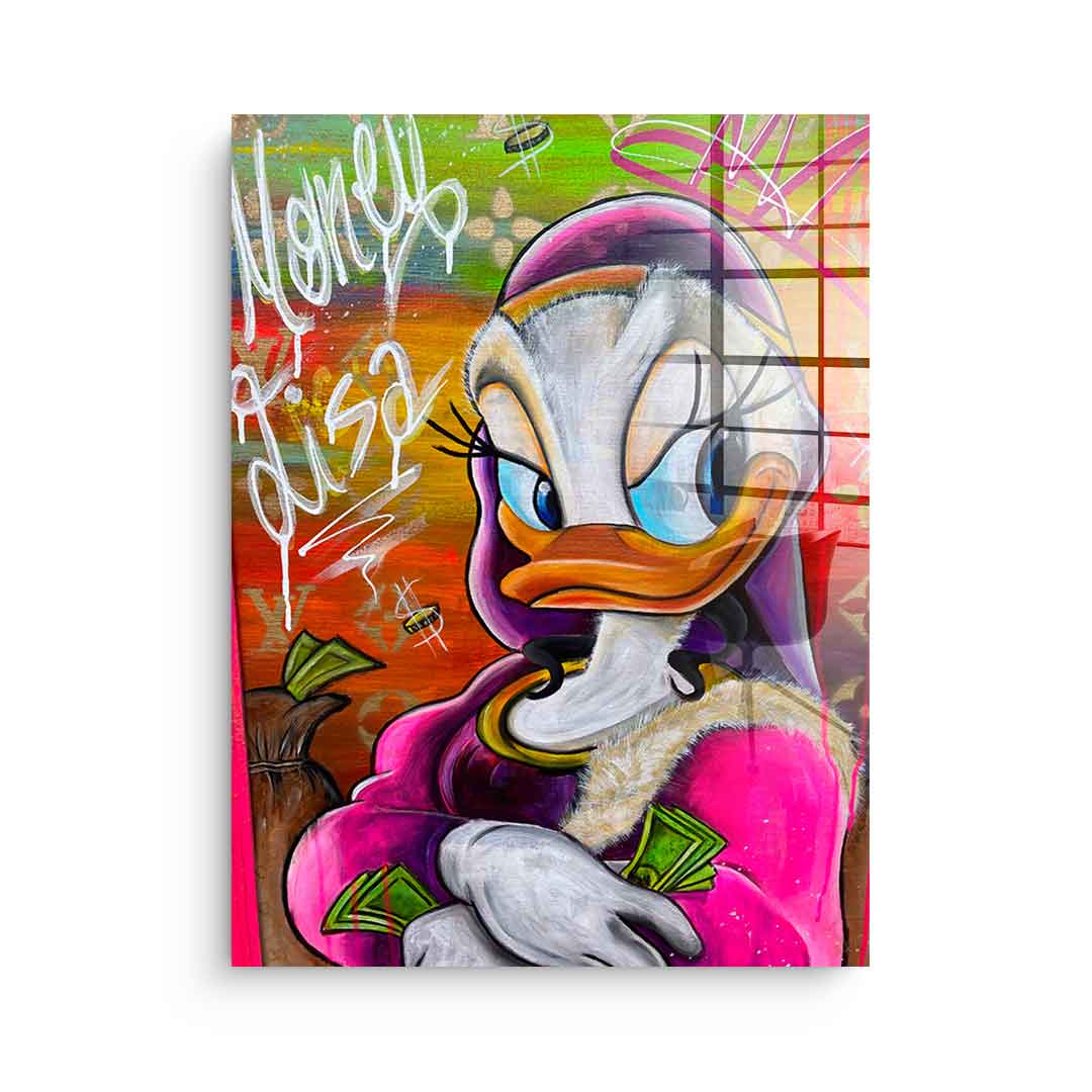 Acrylglasbild Money Lisa Duck Comic Porträt Daisy Duck Mona Lisa ...