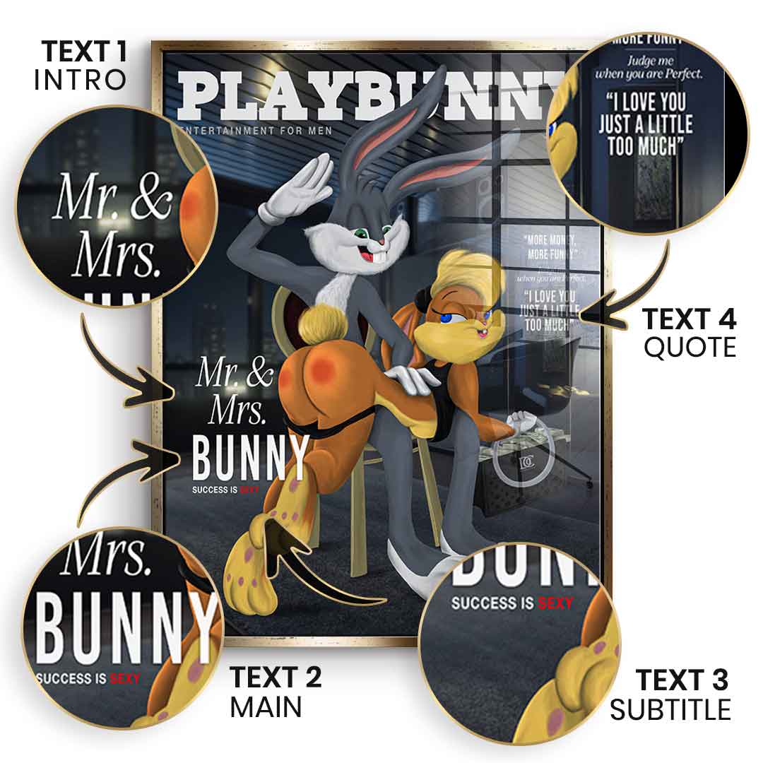 Personalized acrylic glass picture Playbunny Bugs Bunny Comic