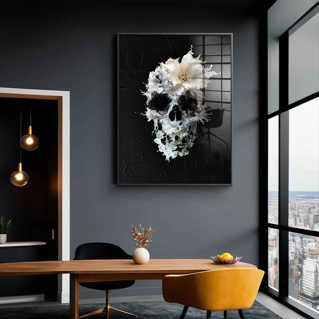 Splash Floral Skull - Acrylic Glass