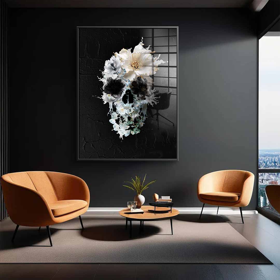 Splash Floral Skull - Acrylic Glass