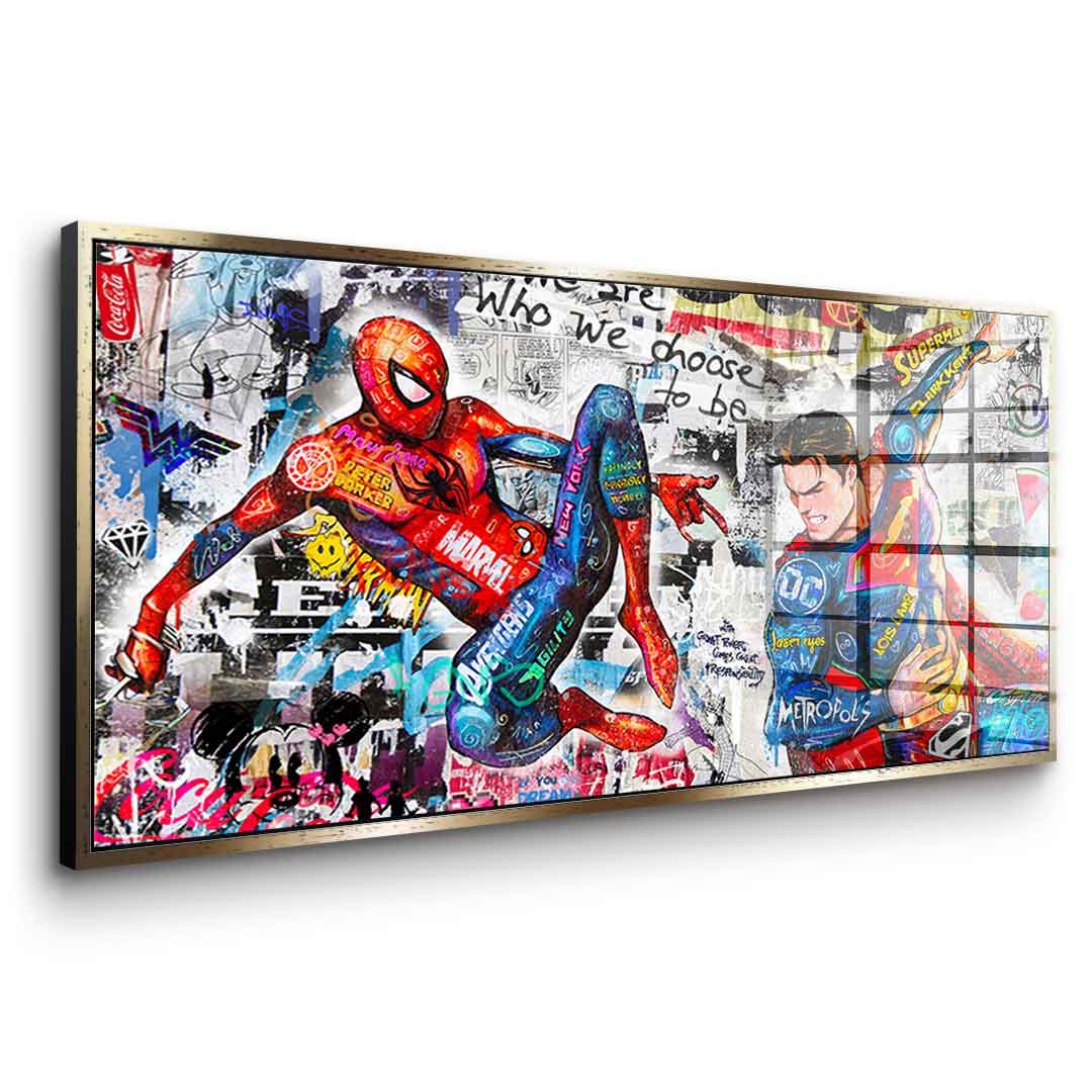 Superman meets Spiderman - Acrylglas