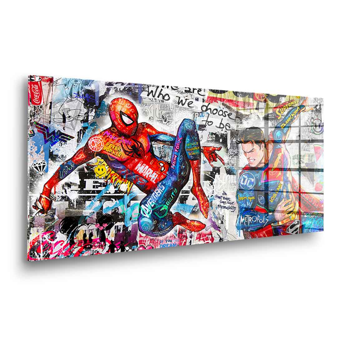 Superman meets Spiderman - Acrylglas
