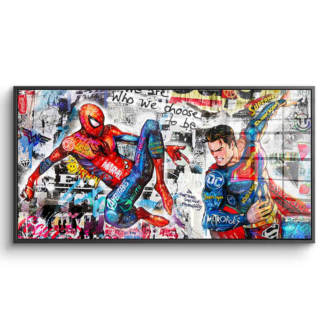 Superman meets Spiderman - Acrylglas