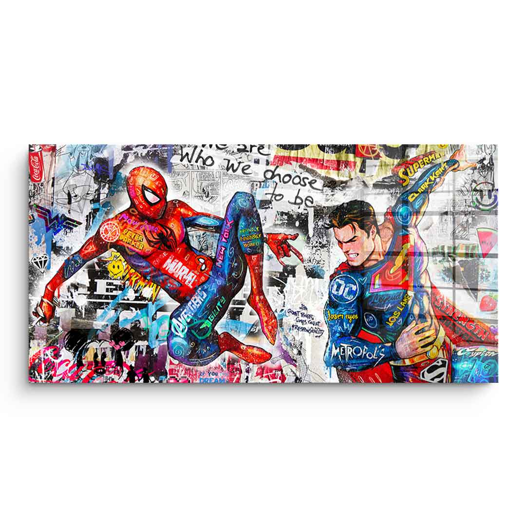 Superman meets Spiderman - Acrylglas