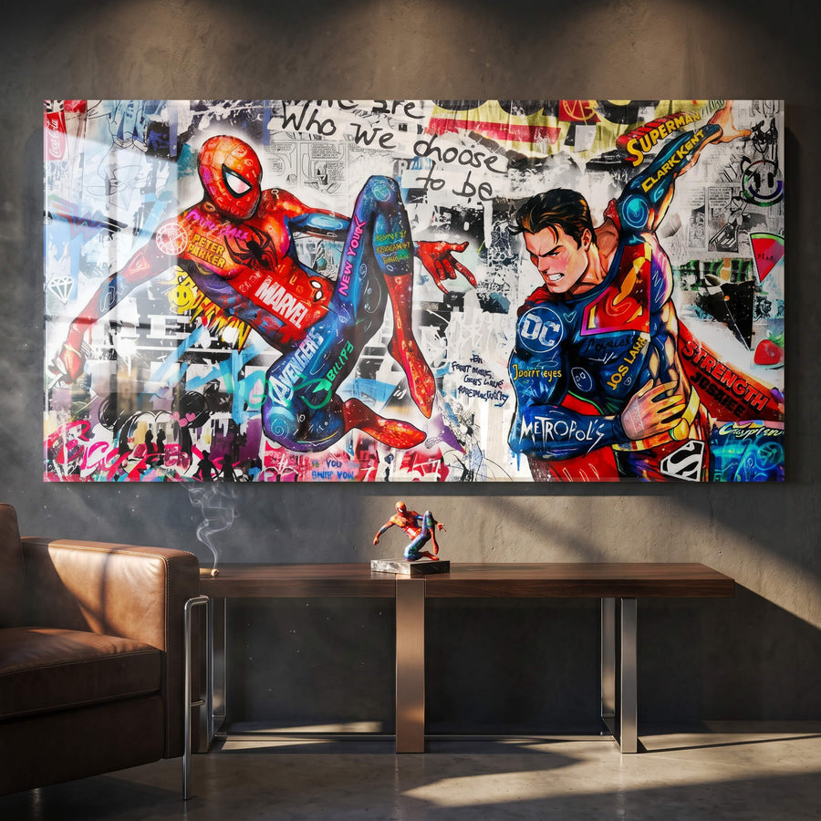 Superman meets Spiderman - Acrylic Glass