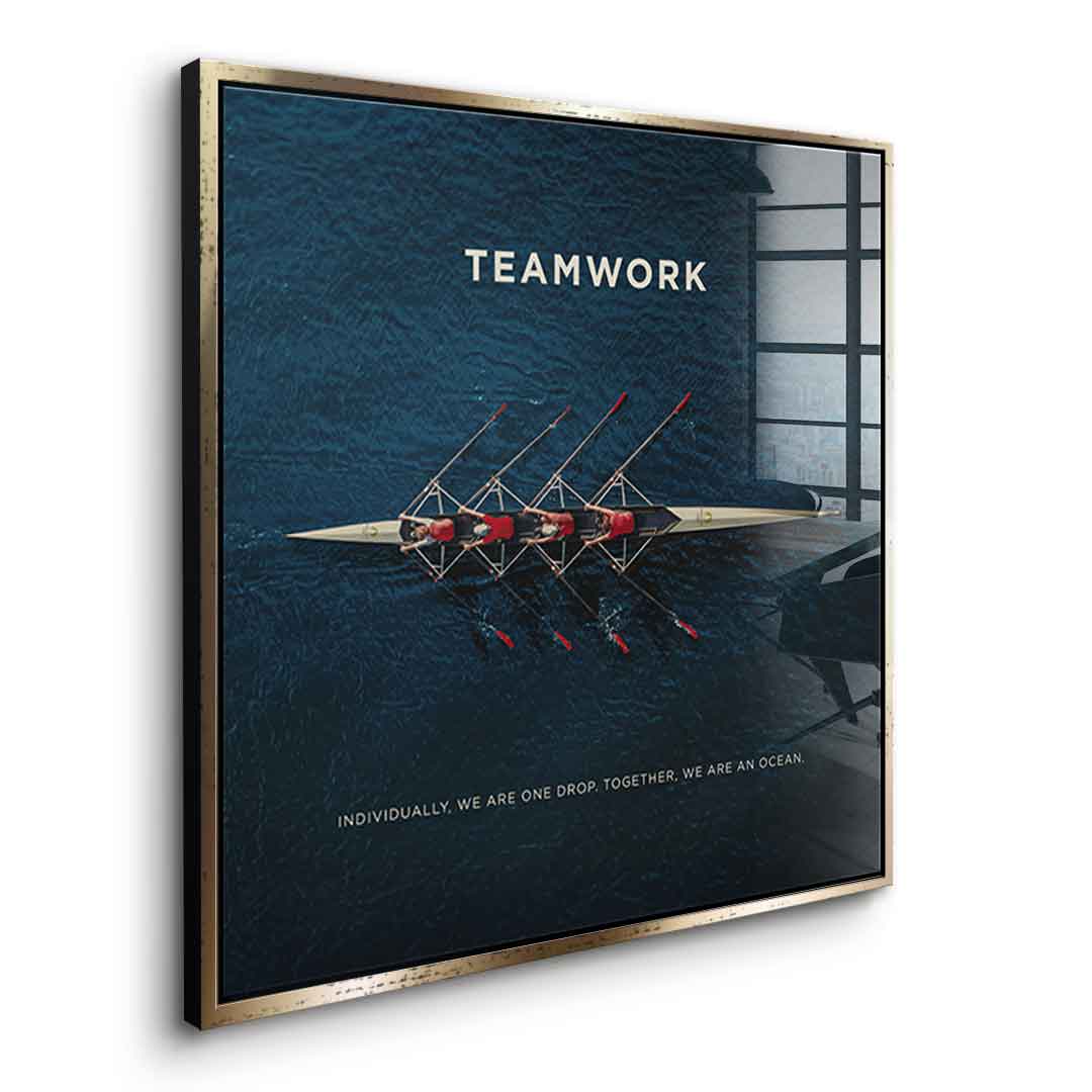 Teamwork #Rudern - Quadrat Edition - Acrylglas