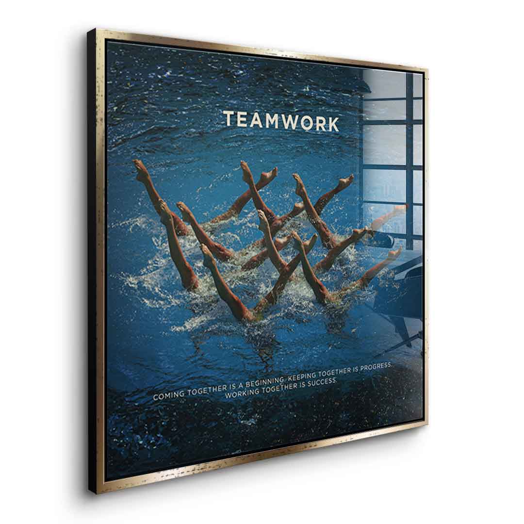 Teamwork #Schwimmen - Quadrat Edition - Acrylglas