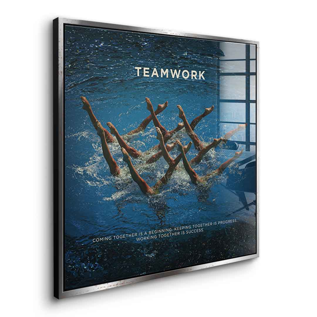 Teamwork #Schwimmen - Quadrat Edition - Acrylglas