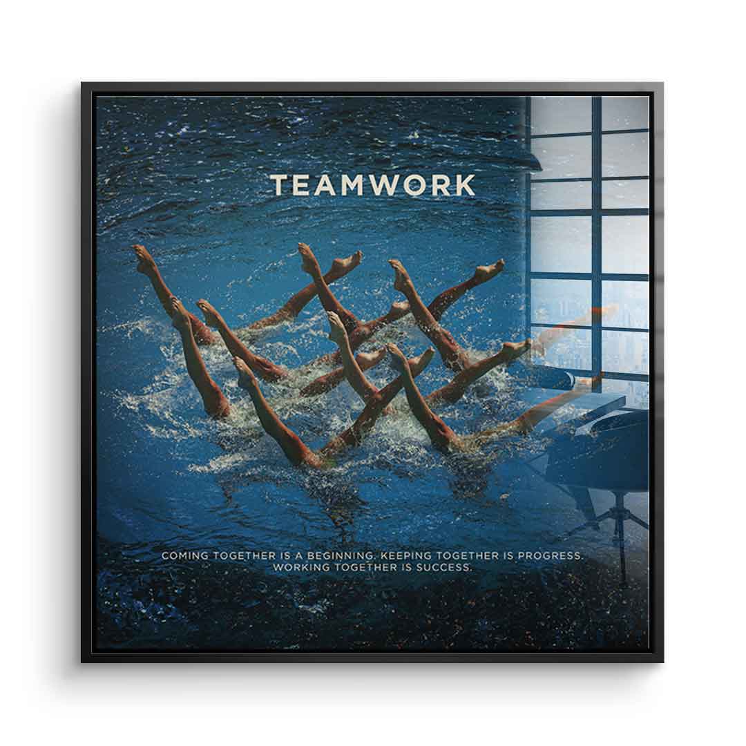 Teamwork #Schwimmen - Quadrat Edition - Acrylglas