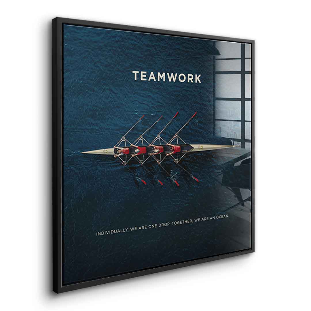 Teamwork #Rudern - Quadrat Edition - Acrylglas