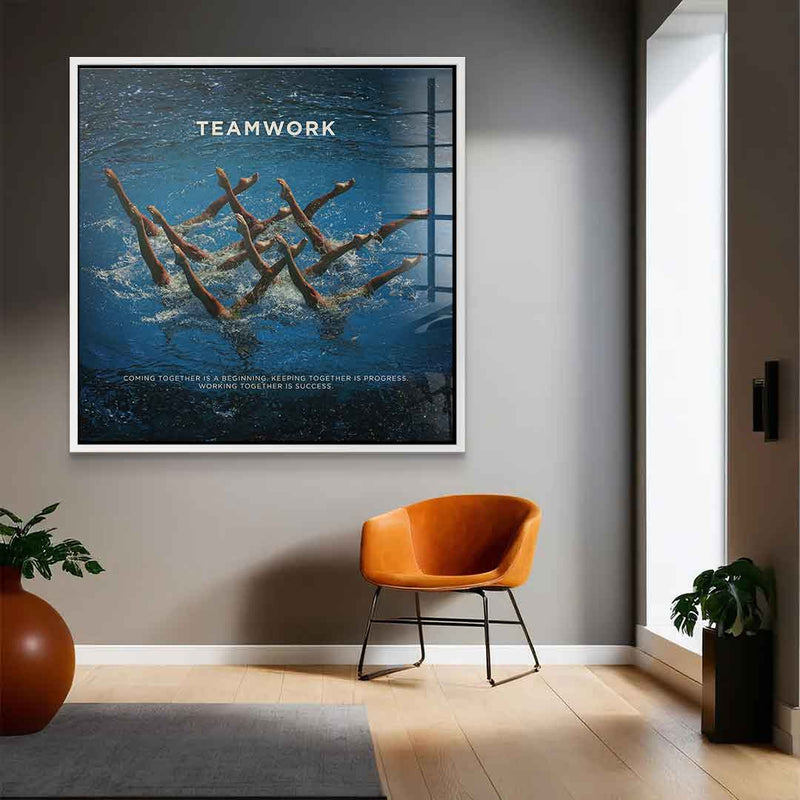 Teamwork #Schwimmen - Quadrat Edition - Acrylglas