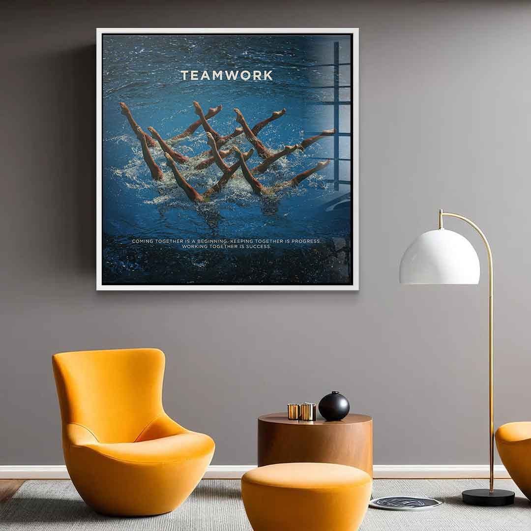 Teamwork #Schwimmen - Quadrat Edition - Acrylglas