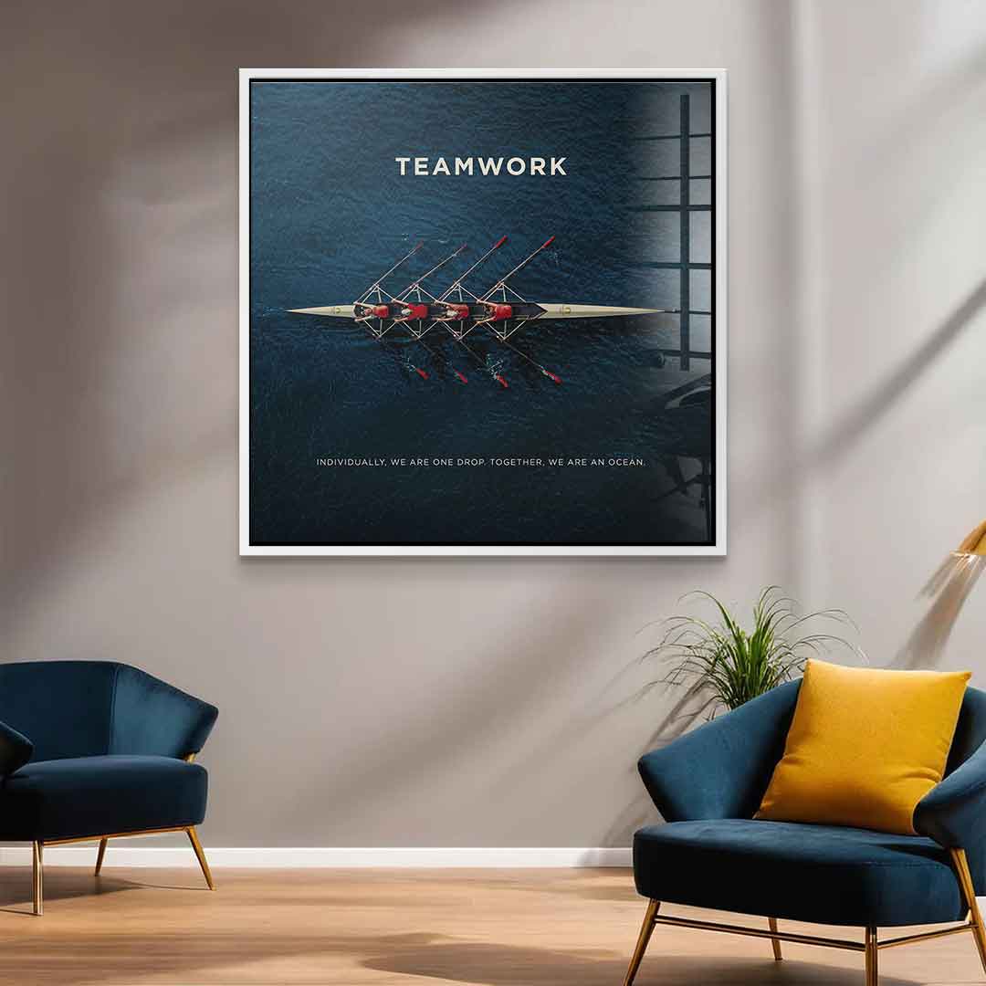 Teamwork #Rudern - Quadrat Edition - Acrylglas