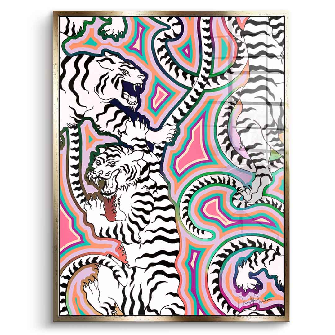 White Tiger Crawl - Acrylglas