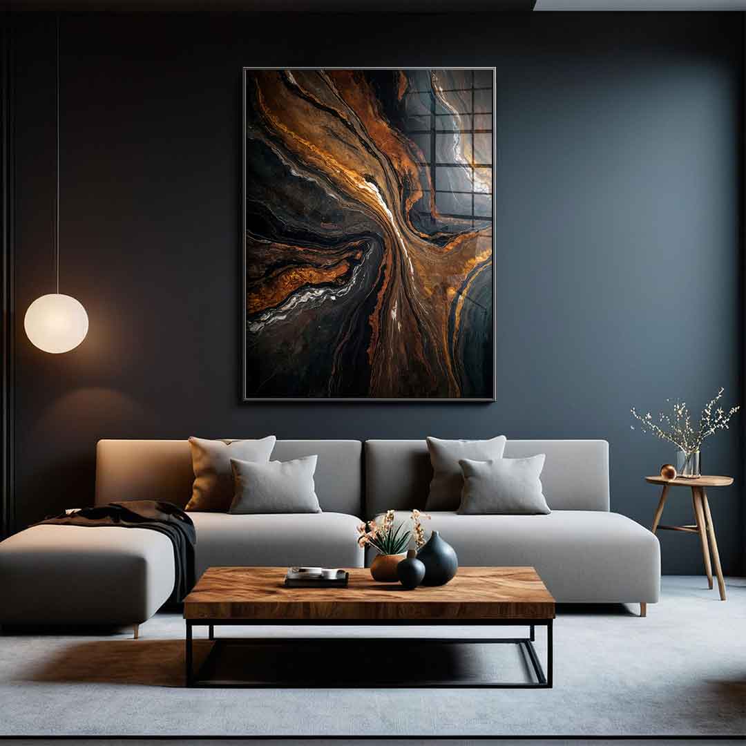 Golden Tones In Dark Stone - Acrylglas