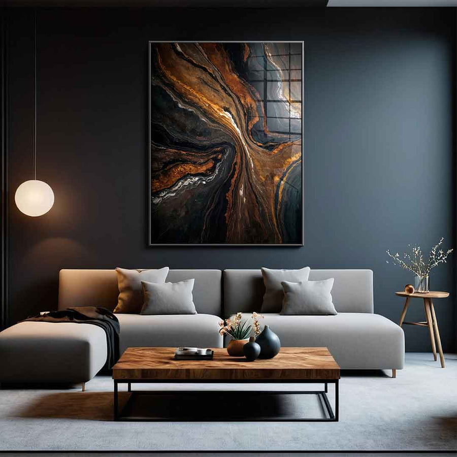 Golden Tones In Dark Stone - Acrylglas