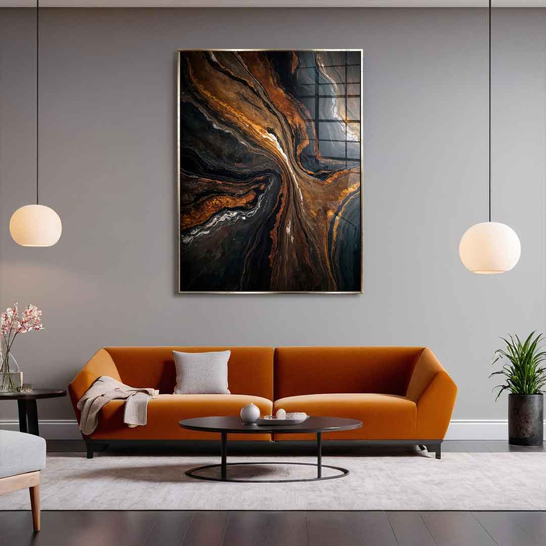 Golden Tones In Dark Stone - Acrylglas
