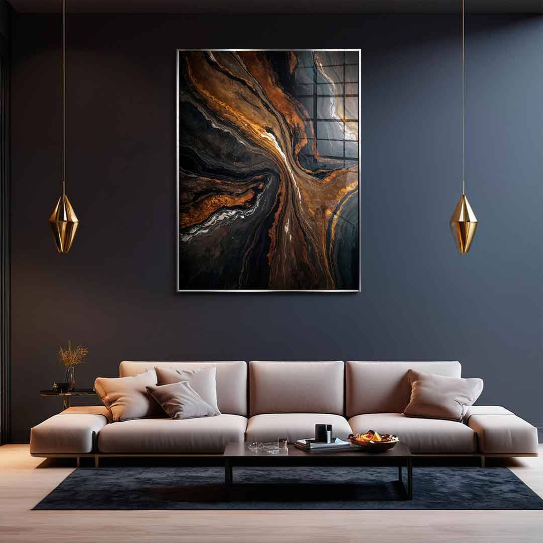 Golden Tones In Dark Stone - Acrylglas