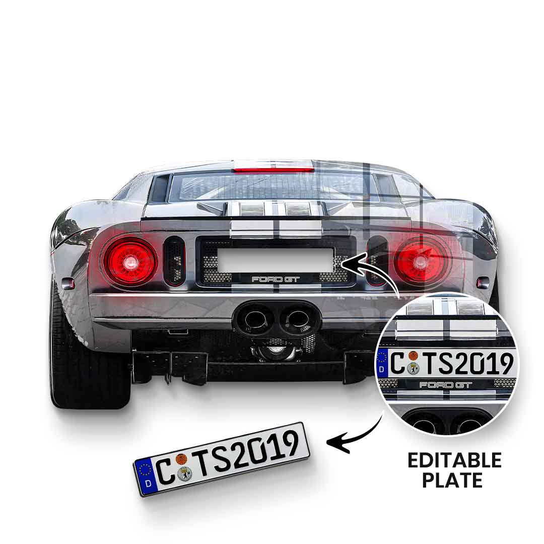 Wandskulptur Ford GT Backside - Acrylglas - personalisierbar