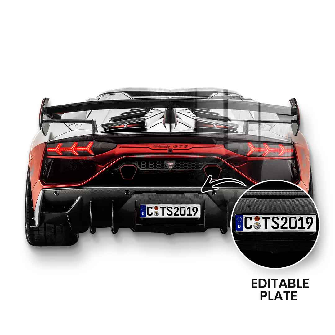 Wandskulptur Lambo Backside - Acrylglas - personalisierbar