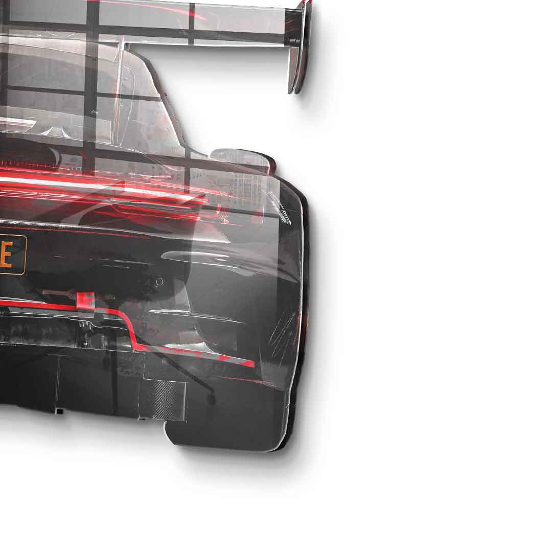Wandskulptur Porsche Backside - Acrylglas