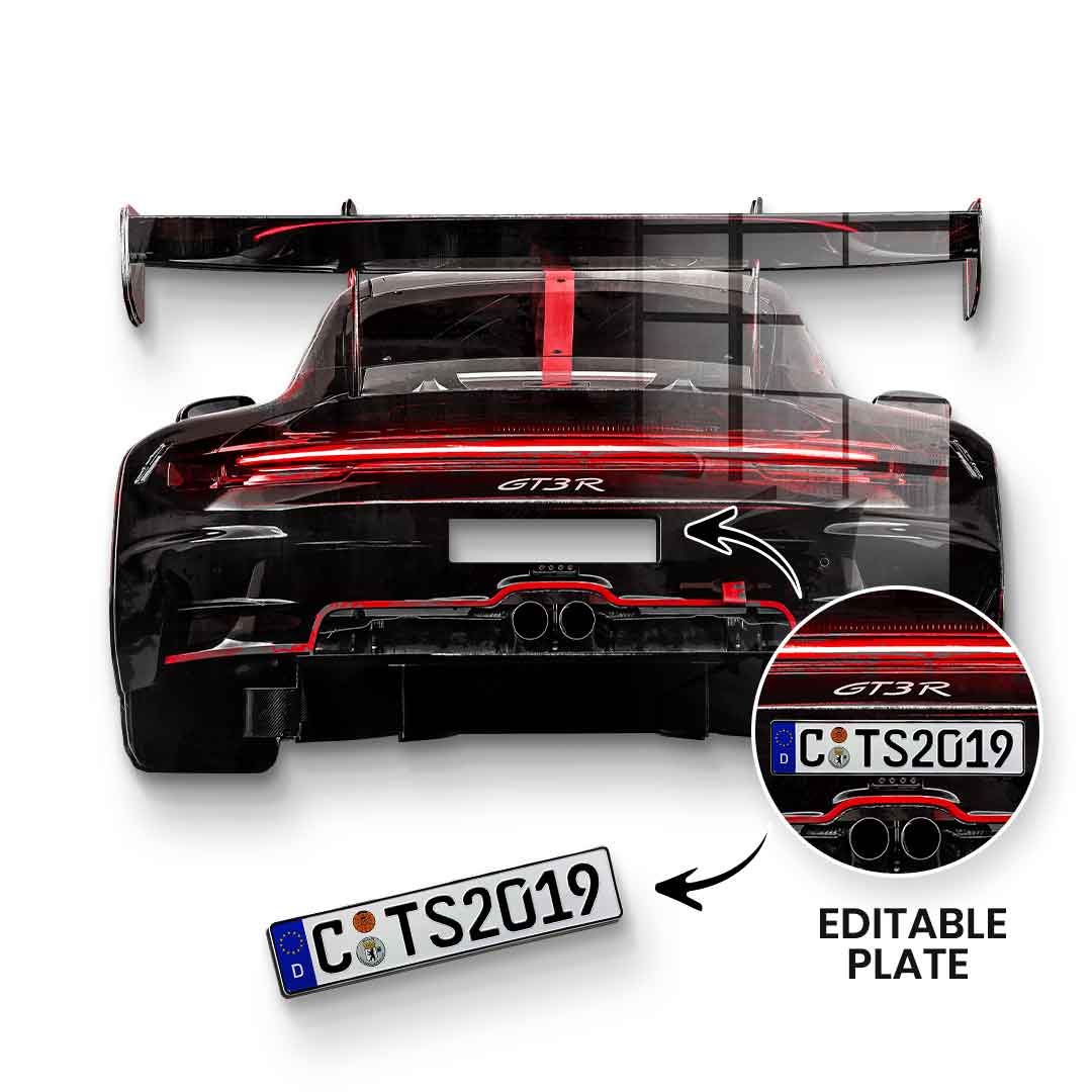 Wandskulptur Porsche Backside - Acrylglas - personalisierbar
