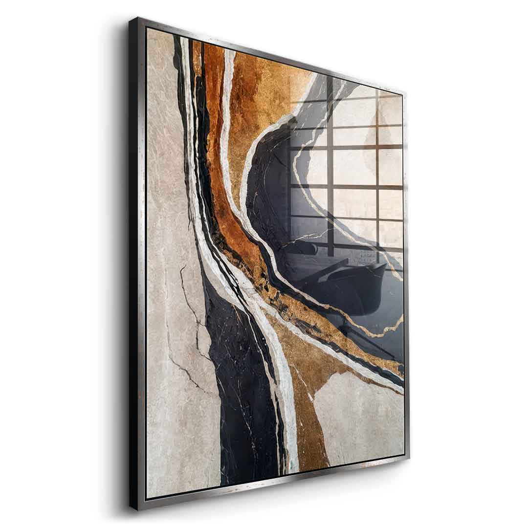 Textured Earth in Black and Gold - acrylic glass