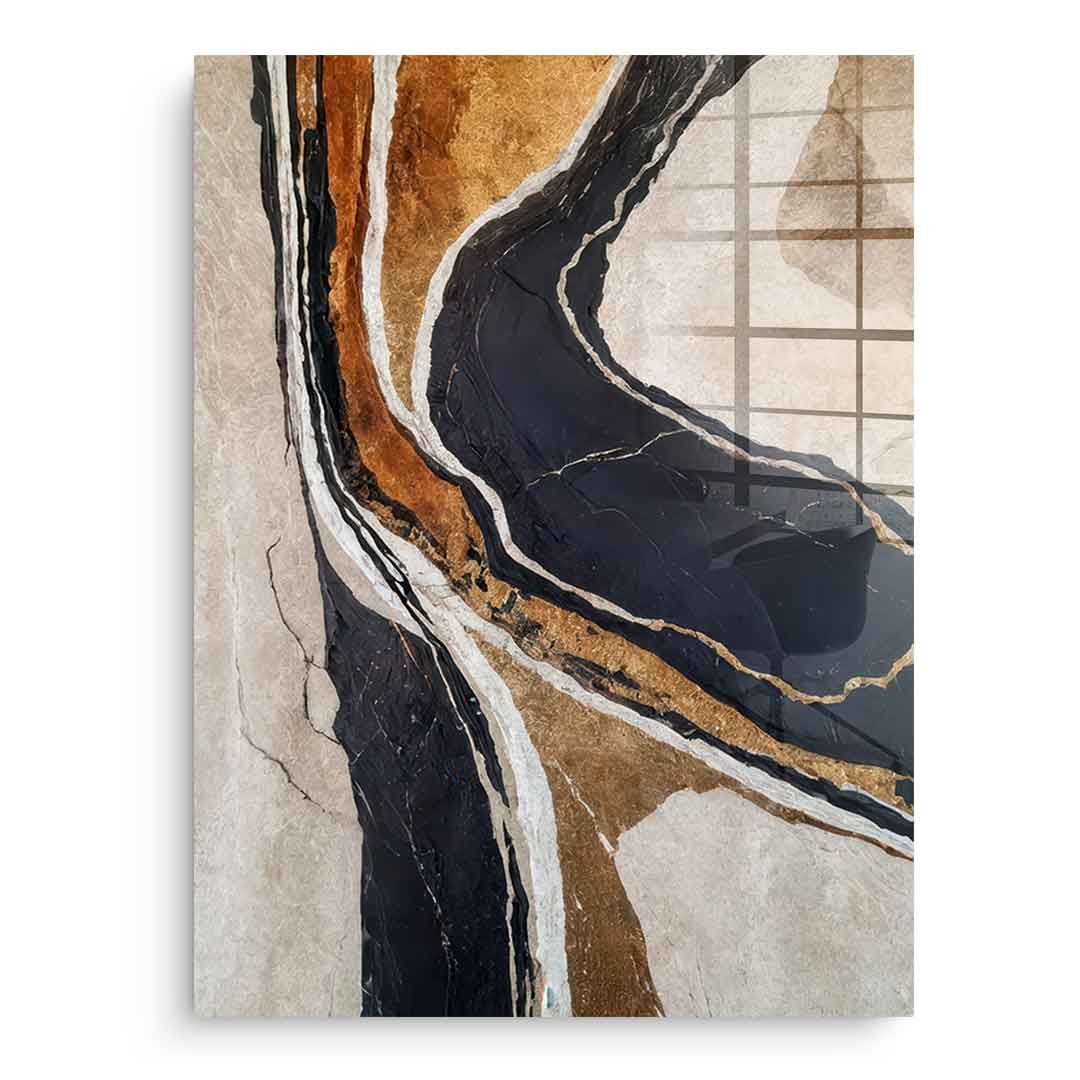 Textured Earth in Black and Gold - acrylic glass