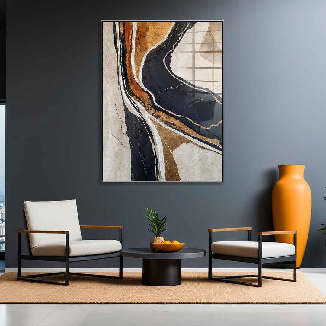 Textured Earth in Black and Gold - acrylic glass