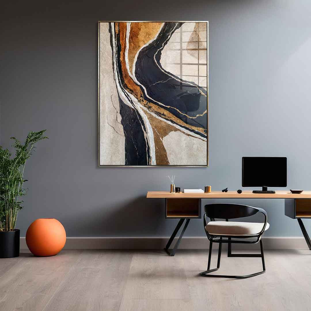 Textured Earth in Black and Gold - Acrylglas