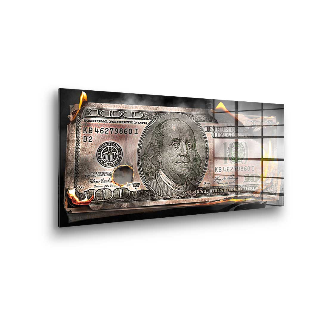 Burning Dollar Bill - Acrylglas