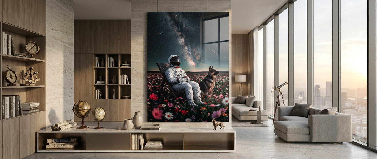 DOTCOMCANVAS® Astronaut's Silent Night Acrylglasbild – Banner