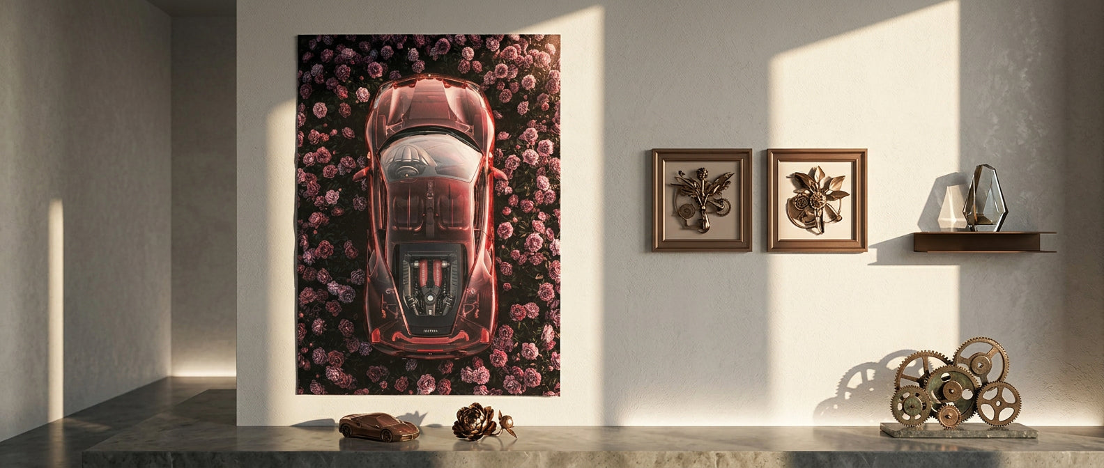 DOTCOMCANVAS® Ferrari in flowers Poster – Banner