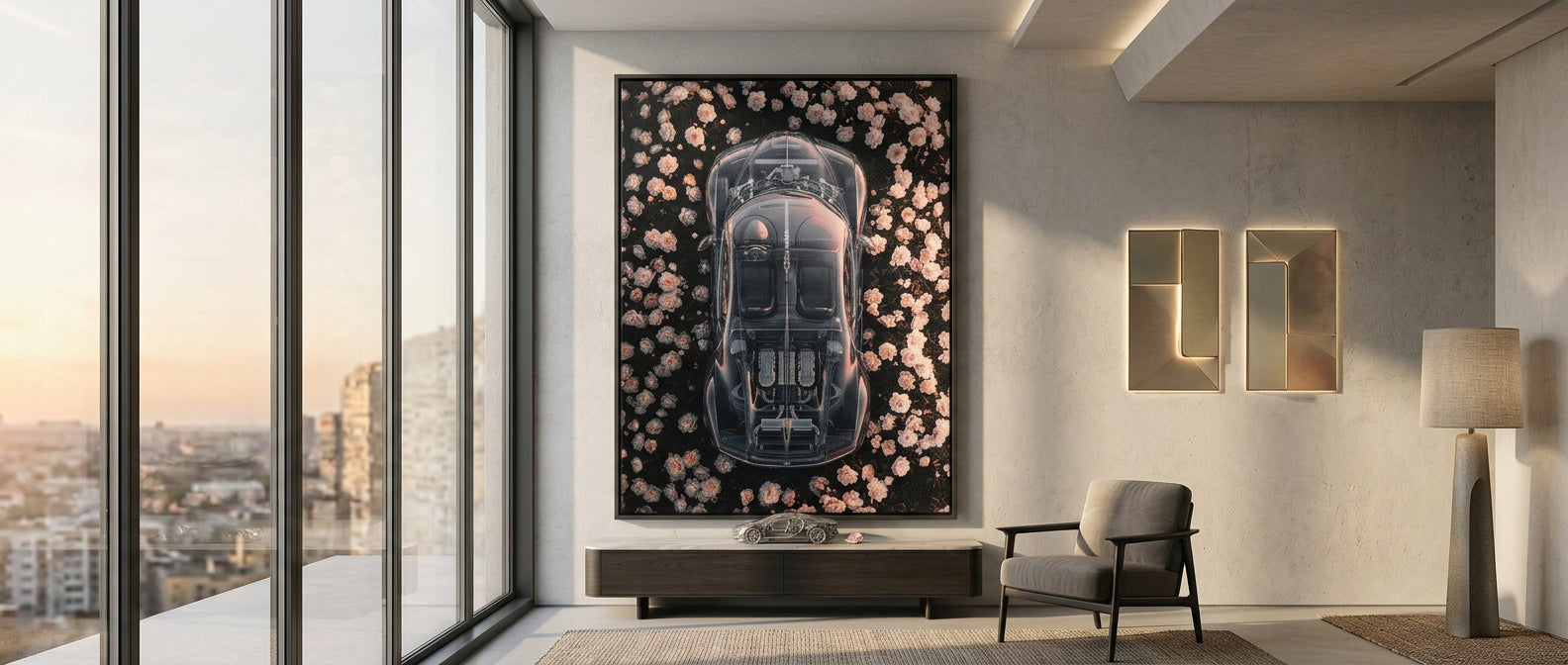 DOTCOMCANVAS® Bugatti in flowers Banner