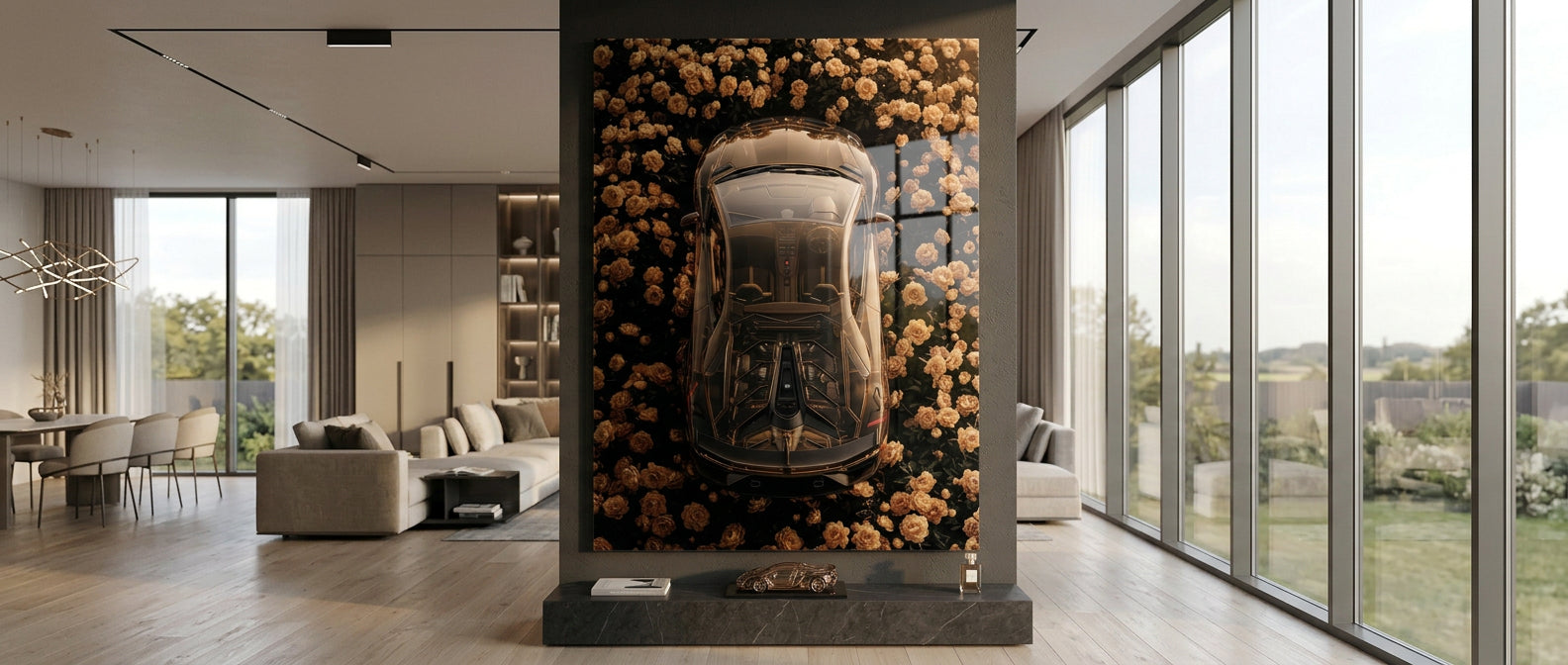 DOTCOMCANVAS® Lamborgini in flowers Acrylglasbild – Banner