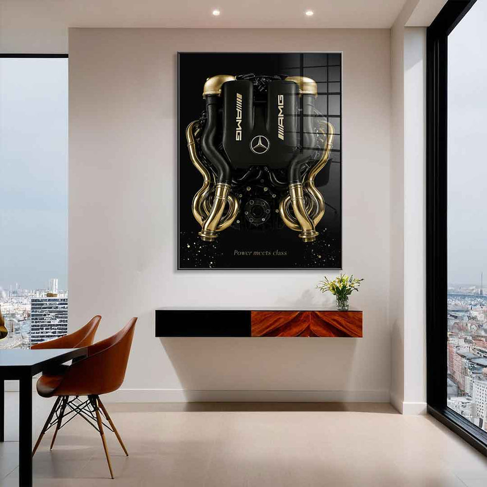 Mercedes V8 Engine Blattgoldbild – Ansicht 2