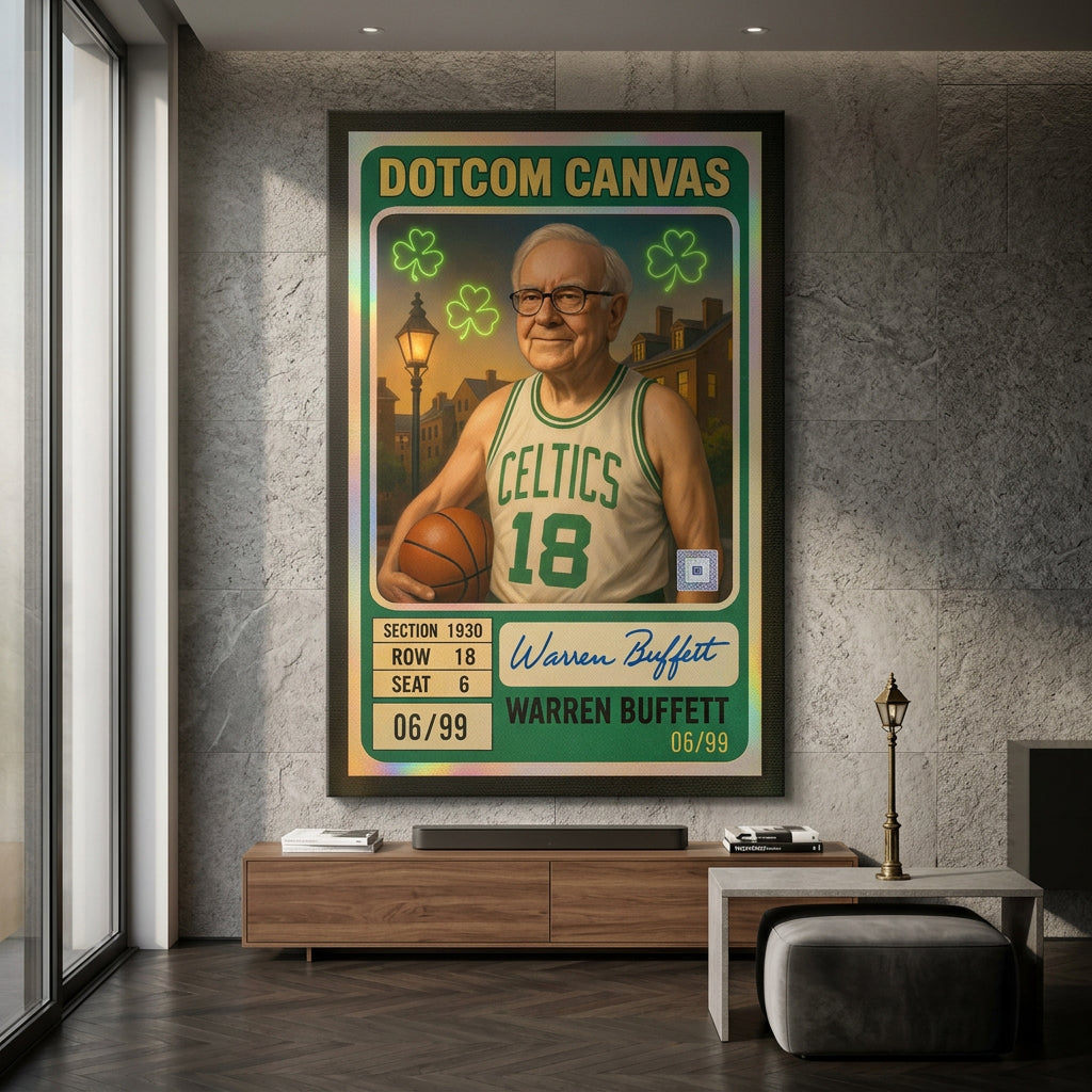 DOTCOMCANVAS Warren Buffett Basketball Card Leinwand - Room