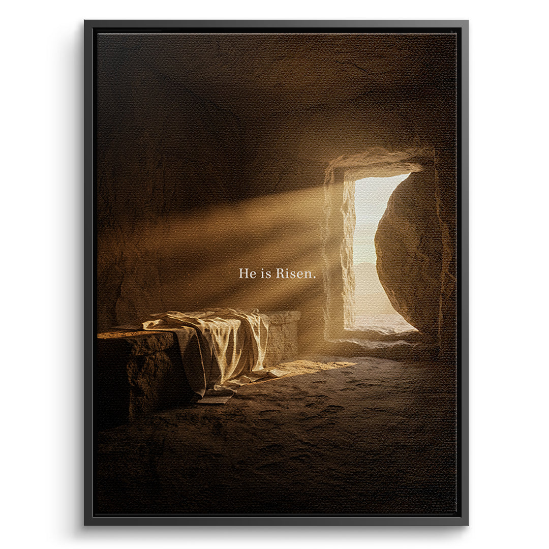 He is Risen Leinwandbild Schwarz Rahmen