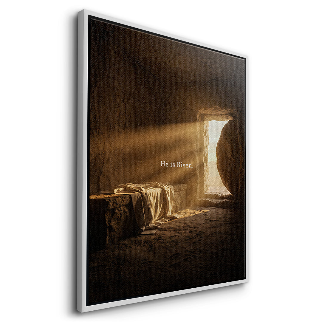 He is Risen Leinwandbild Seitenansicht Weiß Rahmen