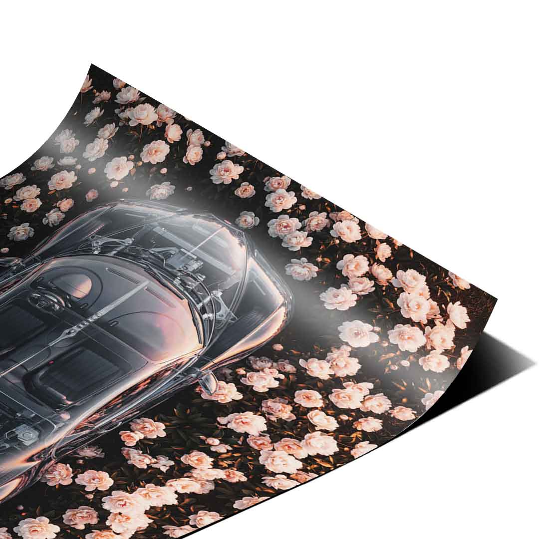 DOTCOMCANVAS® Bugatti in flowers Poster – Ecken-Detail 2
