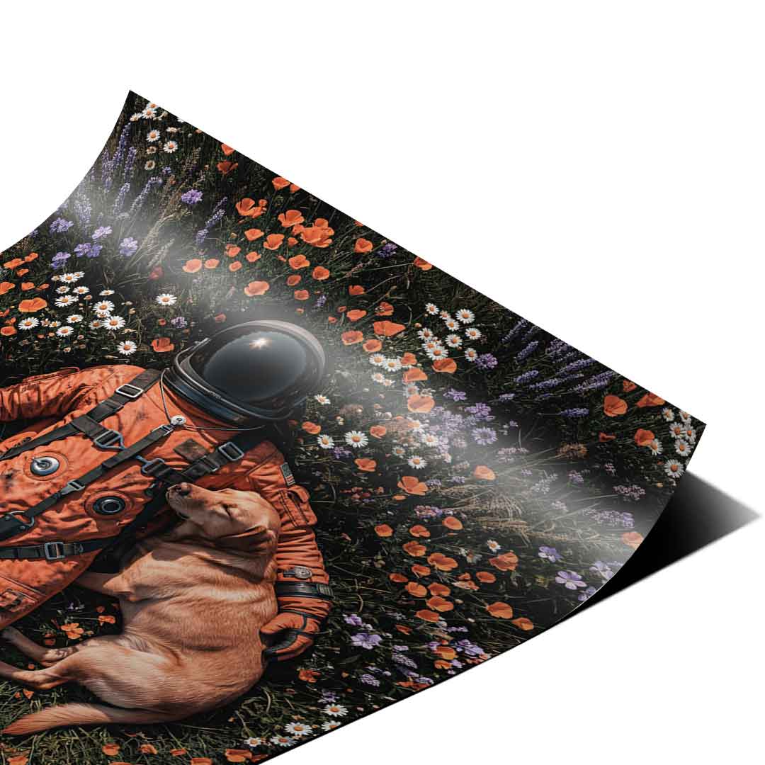 DOTCOMCANVAS® Astronaut's Loyal Companion Poster – Corner Detail 2
