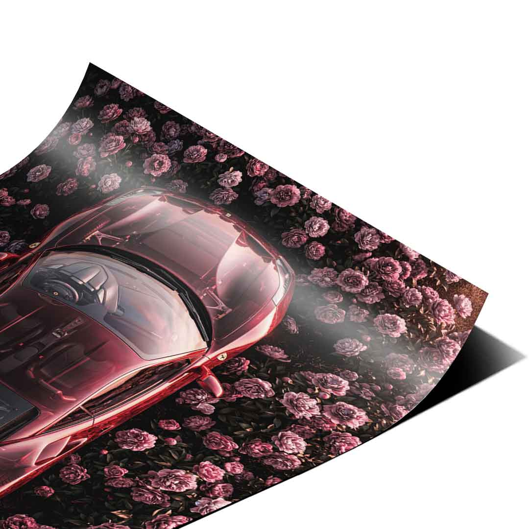 DOTCOMCANVAS® Ferrari in flowers Poster – Eckdetail 2