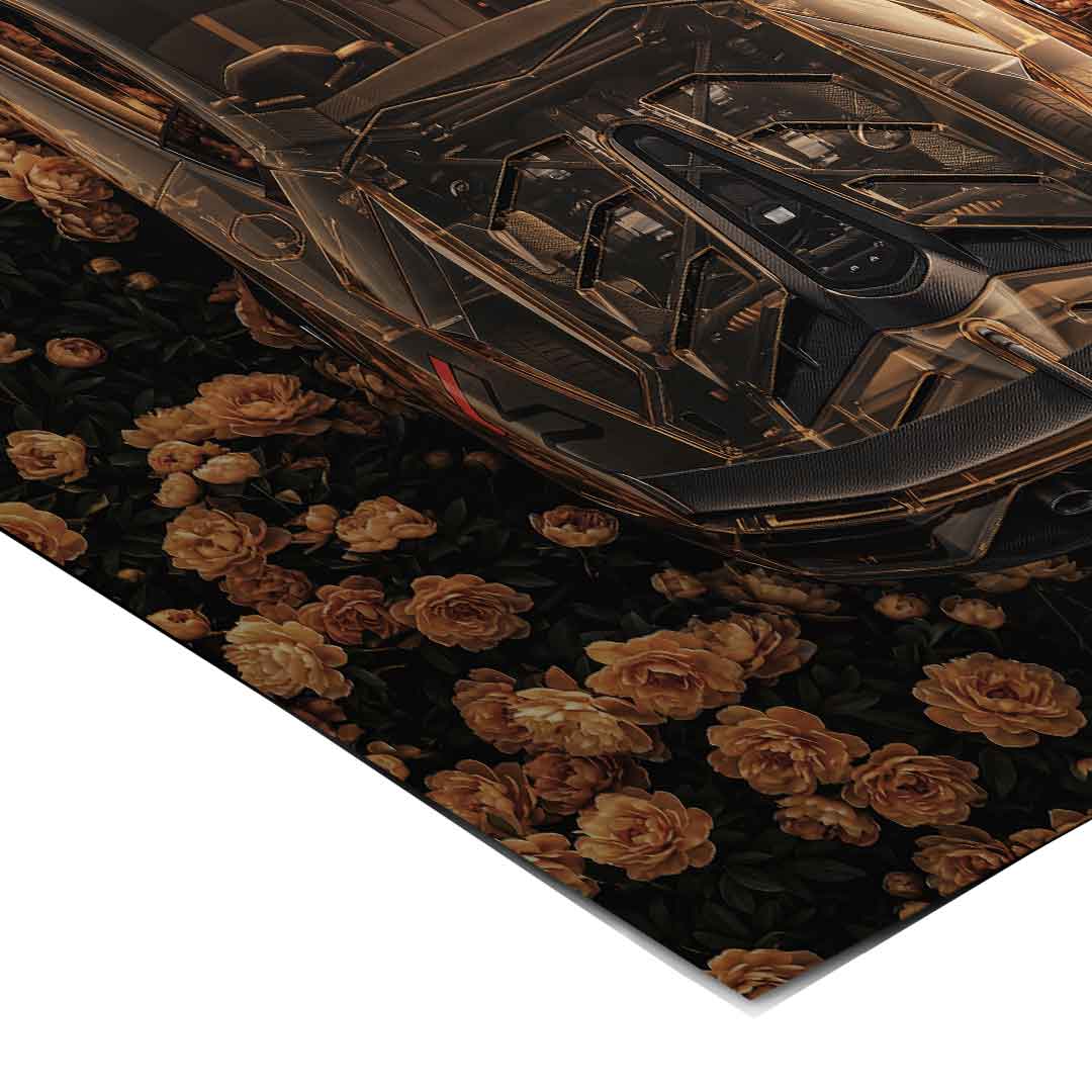 DOTCOMCANVAS® Lamborgini in flowers Poster – Corner Detail