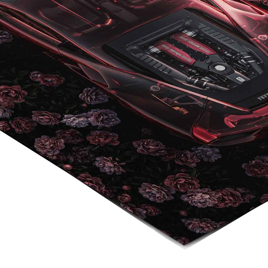 DOTCOMCANVAS® Ferrari in flowers Poster – Eckdetail