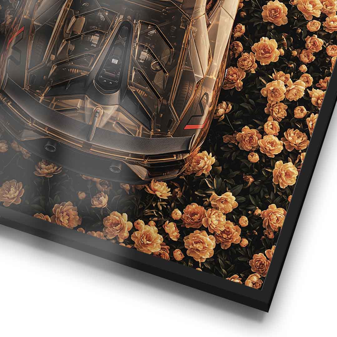 DOTCOMCANVAS® Lamborgini in flowers Poster – Detail Frame