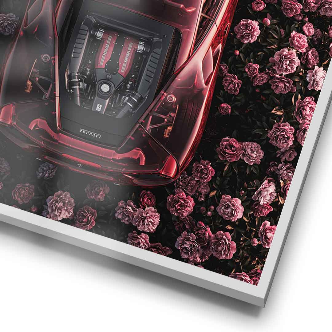 DOTCOMCANVAS® Ferrari in flowers Poster – Rahmendetail