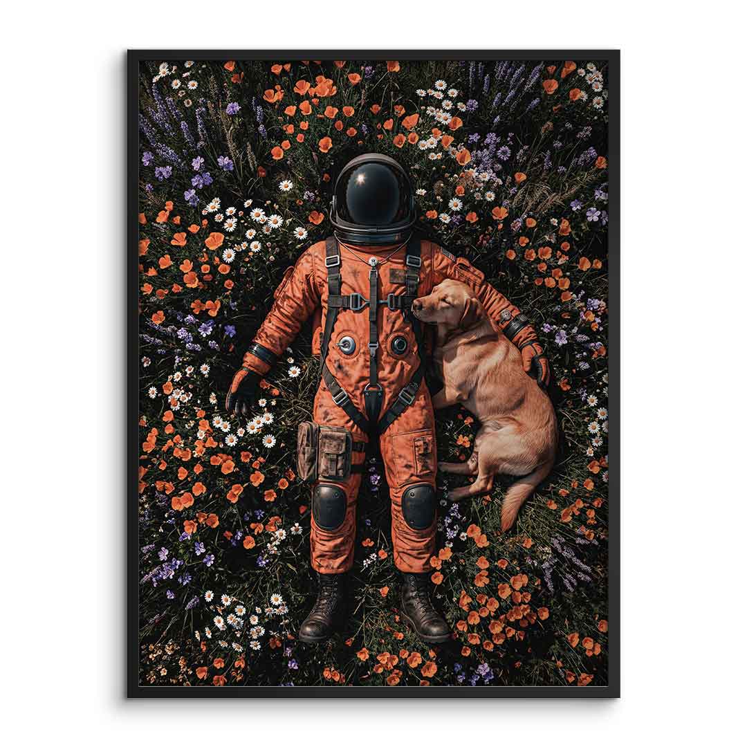 DOTCOMCANVAS® Astronaut's Loyal Companion Poster – Frame Front
