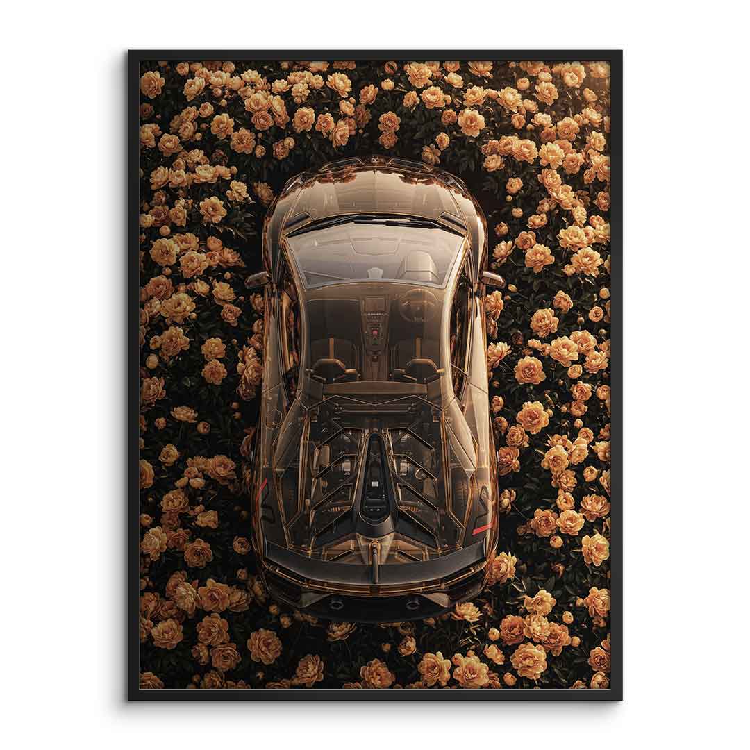 DOTCOMCANVAS® Lamborgini in flowers Poster – Frame Front
